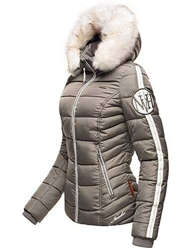 Navahoo Khingaa's Women's Winter Jacket, Quilted Jacket with Removable Faux Fur, Available in 7 Colours, XS-XL