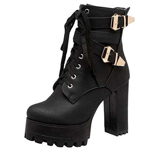 SJJH Ankle Boots Ankle Boots with High Chunky Heel