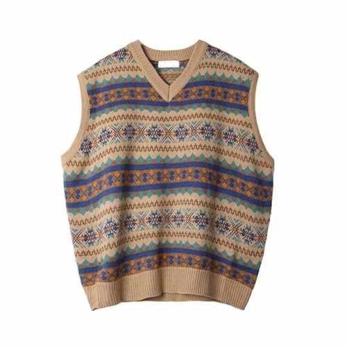 Mens V-Neck Wool Sleeveless Sweater Vest,Classic Autumn Winter Warm Knitted Gilet Slipover Waist Coat Sweater Tank Tops Pullover V Neck Collision Color Sweater Vest