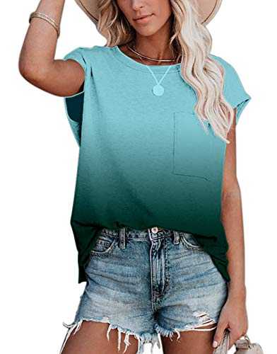 Ancapelion Women's Casual Loose Printed Blouse Summer Short Sleeve Chiffon Shirt