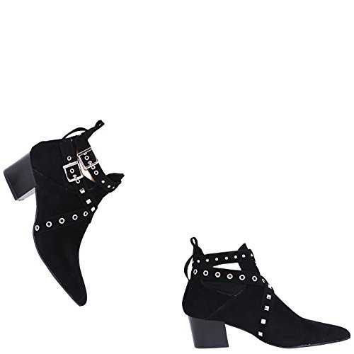 CORE COLLECTION LADIES FASHION ANKLE BOOT BLOCK HEEL CUT OUT POINTED TOE STUDDED DETAILS BOOTS 3-8