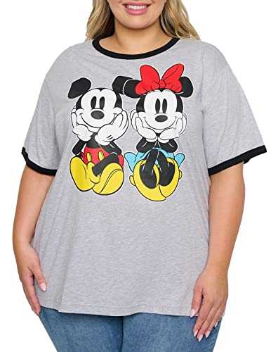 Disney Womens Plus Size T-Shirt Minnie Mickey Mouse Daisy Duck Print