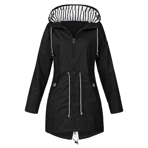 Connon Womens Windbreaker Jackets Lightweight Long Sleeve Windbreaker Zip Up Drawstring Raincoat With Pockets Light Windbreaker Jackets for Women