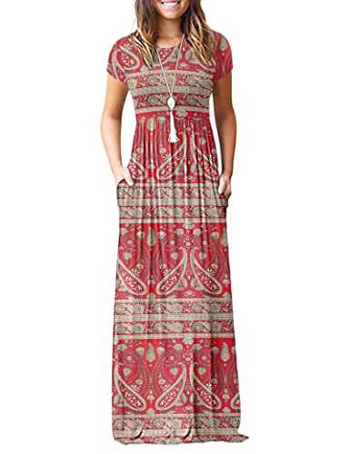 AUSELILY Maxi Dress for Women Summer Casual Long Dresses for Ladies with Pockets