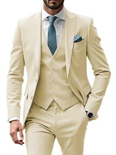 SHUZHXLZANGY Mens 3 Piece Suit Slim Fit Wedding Suits for Men Business Suits Prom