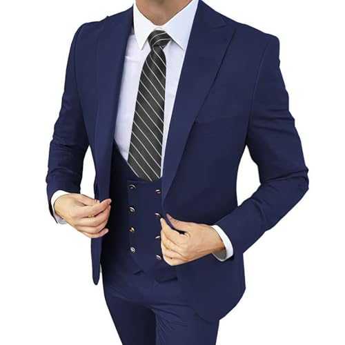 Men's Suits 3 Piece Double Breasted Slim Fit Suits for Men Business Wedding Prom Tuxedo Suit
