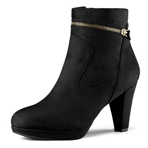 Allegra K Women's Round Toe Ankle Mid Heel Boots