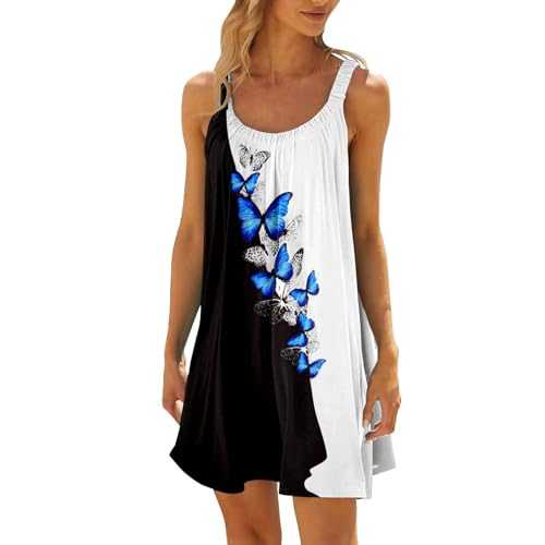 Women Summer Beach Dress Sleeveless Funny Colorful Printed Casual Skirt Seaside Vacation Mini Dress Evening Dresses Two Pieces