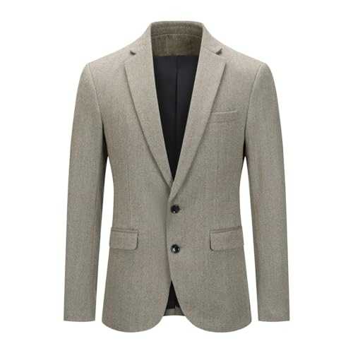 Allthemen Mens Herringbone 2 Buttons Blazer Notched Lapel Slim Fit Suit Jacket Modern Business Coat Jacket