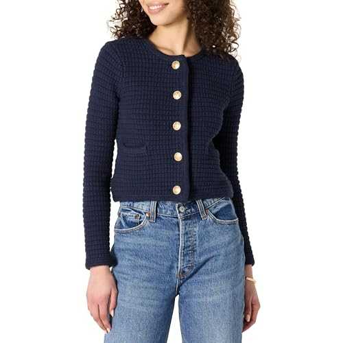 Amazon Essentials Women's Regular-Fit Midweight Cotton Cardigan with Gold Buttons