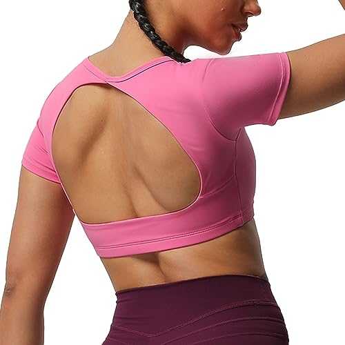 Short Sleeve Crop Tops for Women Clarissa Hollow Back Workout Crop T Shirt Top