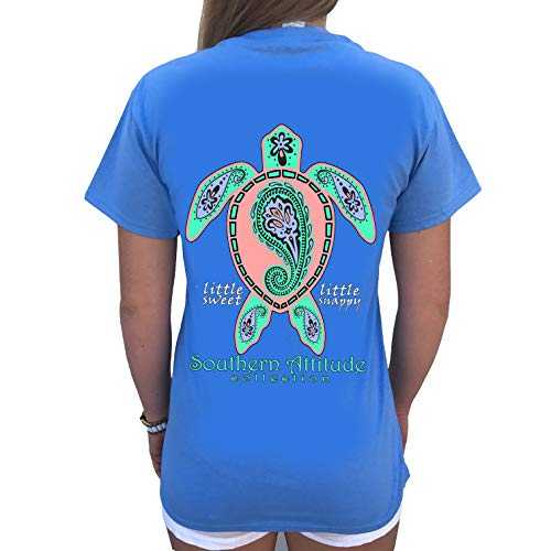 Southern Attitude Women's Short Sleeve Paisley Sea Turtle T-Shirt
