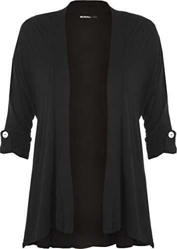 WearAll New Ladies Plus Size Short Sleeve Button Open Cardigan Womens Stretch Top Sizes 12-26