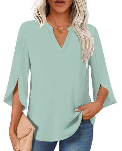 Findsweet Women's Summer tunic Tops Casual Dressy Blouses Short Sleeve Shirts M-3XL