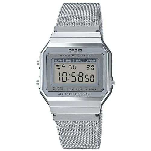 Casio Womens Digital Watch with Stainless Steel Strap A700WEM-7AEF