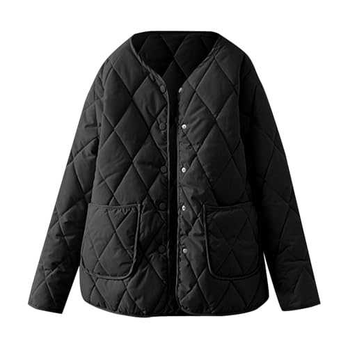 ADEYPCGD Womens Down Jacket Winter Down Puffer Parka Coats Diamond Collarless Lightweight Quilted Short Cotton Padded Jacket Hooded Jacket