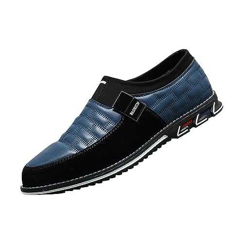 Men's Shoes Business Casual Shoes Classic Moccasins Breathable Comfort Walking Shoes Driving Shoes Flat Slippers Slip On Loafers Light Leather Shoes Non-Slip Low Shoes Traditional Costume Shoes Blue