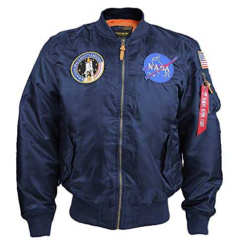 moxishop Men's Lightweight Bomber Flug Jacke Military Jacket MA-1 NASA Flight Jacket Air Force Coat (Navy