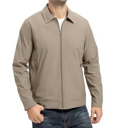 YSENTO Men's Light Jackets Lightweight Bomber Jackets Collared Work Golf Windbreakers with Zip Pockets