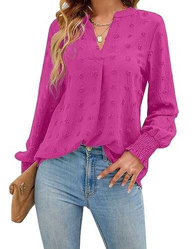 Blooming Jelly Womens Business Casual Tops Long Sleeve V Neck Dressy Office Work Fall Shirt Chiffon Blouse