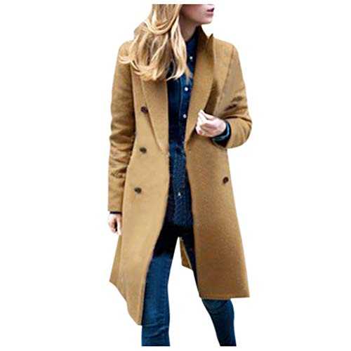TURWXGSO Coats for Women UK Sale Warm Woolen Coats Winter Clearance Business Office Overcoats for Ladies Solid Color Long Sleeve Double Breasted Outerwear with Pockets