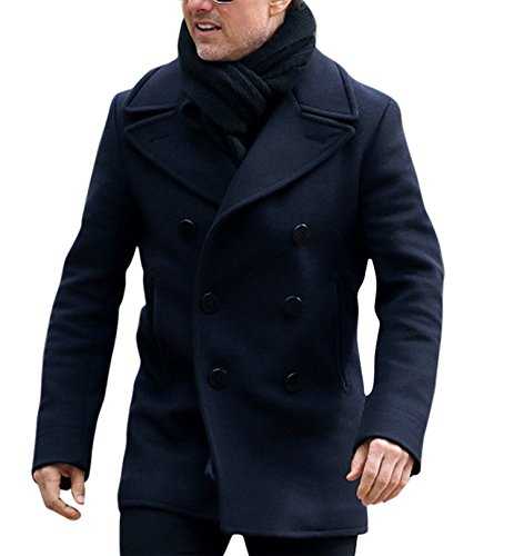 Fashion_First Mens Tom Cruise Mission Impossible 6 Ethan Hunt Blue Wool Pea Coat Double Breasted Winter Overcoats