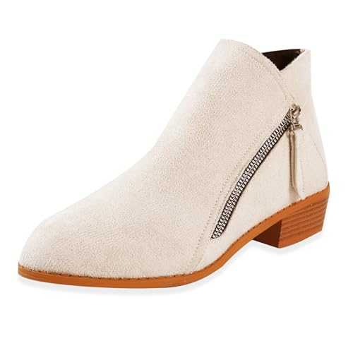 Women's Ankle Boots, Fashion Chunky Heel Side Zipper Classic Comfort Winter Ankle Booties