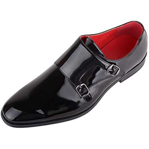 Mens Faux Leather Buckle Slip On Smart Loafers Monk Shoes