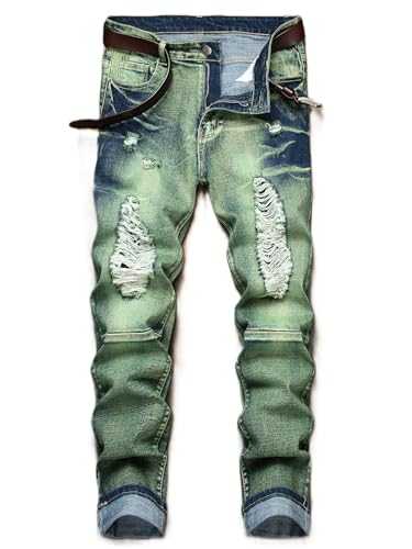NOVOCCT Men’s Skinny Stretch Jeans, Slim Fit Distressed Ripped Pants Fashion Skinny Jeans for Men