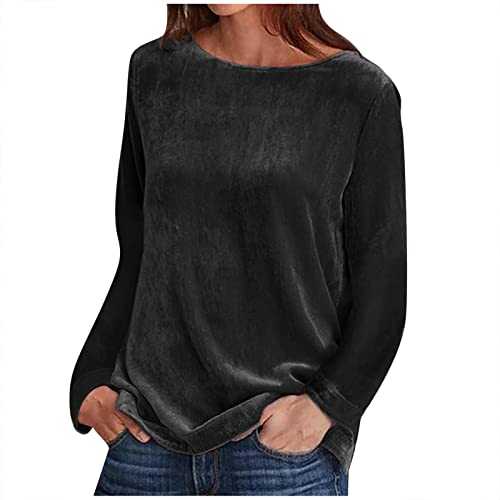 AMhomely Velvet Tunic Tops for Women UK Long Sleeve Ladies Blouses Mock Neck Casual Shirts Retro Loose Fit Velour Blouse Women Pullover Tops Classic Fit Tee Shirts Plain Elegant Tunic Tops