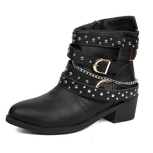 Women's Ankle Boots, Fashion Low Block Heels Side Zip Closure Classic Comfort Winter Ankle Booties Size 3.5uk - 8uk