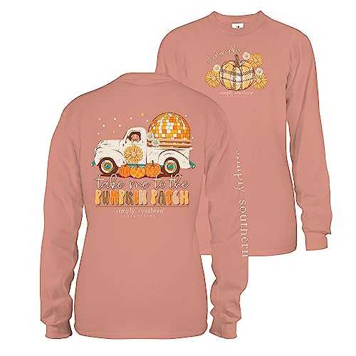 Simply Southern | Take Me to The Pumpkin Patch | Preppy and Stylish Women’s Cafe Relaxed-Fit Long Sleeve T-Shirt