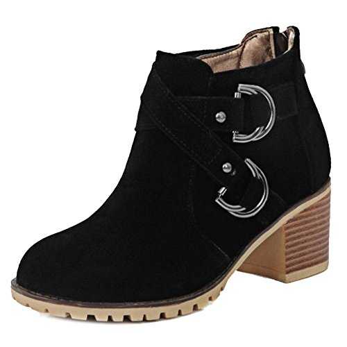 Onewus Fashion Ankle Boots with Block Heel and Round Toe Chelsea Boots with Suede Materail