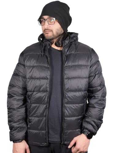 True Face Men's Warm Puffer Bomber Jacket, Water-Resistant Quilted Winter Coat with Hood, Lightweight Padded Outerwear for Cold Weather - Stylish & Comfortable Insulated Top