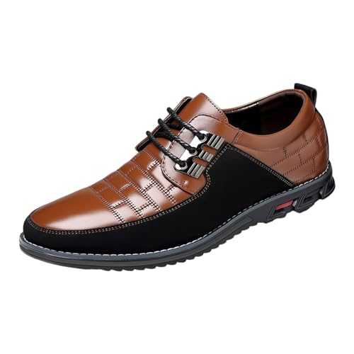 Men's Color Clash Leather Shoes Modern Formal Leather Shoes - Casual Business Leather Shoes Adjustable Laces Leather Shoes British Style Leather Shoes Thick Bottom Non Slip Flat Leather Shoes