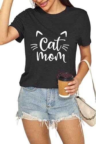 Mama & Mom Cotton Blend T-Shirts for Women - Round Neck Short Sleeve Tees with Mama/Mom Prints & Gold Foil Designs