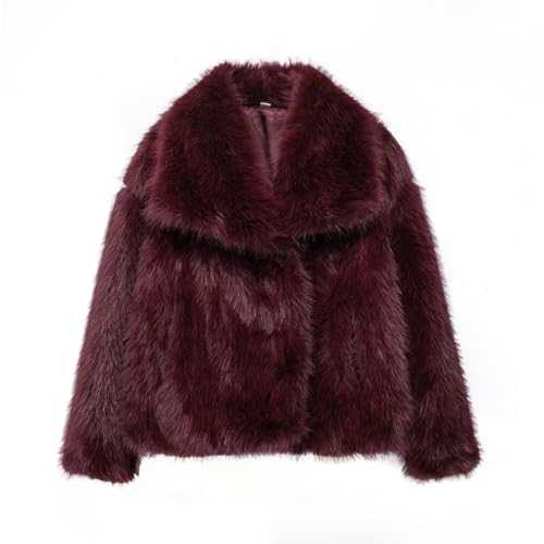 FeMereina Women's Cropped Faux Fur Jacket Long Sleeve Button Warm Winter Coats Shaggy Furry Outerwear with Pockets