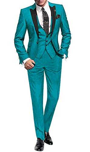 YYI Men's Suit Slim Fit 3-Piece Formal Business Jacket Vest Suit Pants