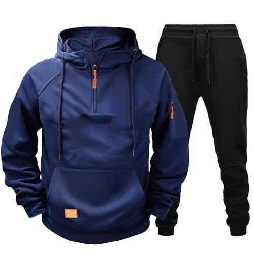 HOOUDO Tracksuit Mens Full Set Long Sleeve Hooded Sweatshirt and Sweatpants Set Activewear Hoodie Joggers Sets Winter Casual 2 Piece Outfits Sweatsuit