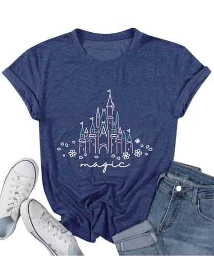 Magic Castle Shirt for Women Cute Kingdom Graphic Tshirt Casual Holiday Vacation Short Sleeve Tee Tops