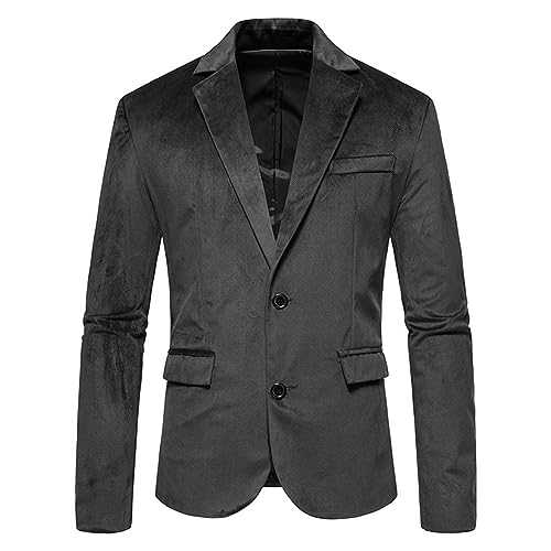 Velvet Blazers for Men UK - Solid Color Dinner with Two Buttons Slim Fit Fashion Suit Jacket for Wedding Prom Dinner Party Regular Fit Dinner Jacket Business Blazer Casual Blazer Notched Lapel Suit