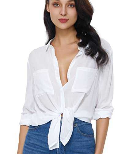 SUKIANSY Womens Button Down Shirt Long Sleeve Button Up Shirt Ladies Work Blouses Loose Fit Tops