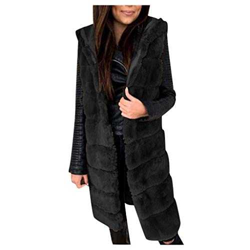 Fur Gilet for Women UK Teddy Fleece Sleveless Coat Bubble Long Vest Fuzzy Fluffy Jackets Ladies Plush Sherpa Waistcoat Solid Body Warmer Cozy Gilets Winter Warm Maxi Coats with Pockets Outwear