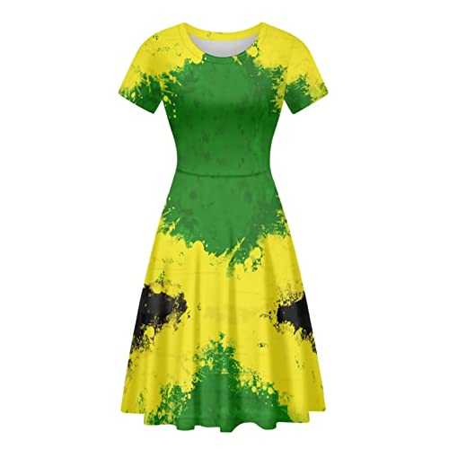 Biyejit 3D Print Dresses for Women Short Sleeve Casual Flowy Swing Dresses Party Flare Dress