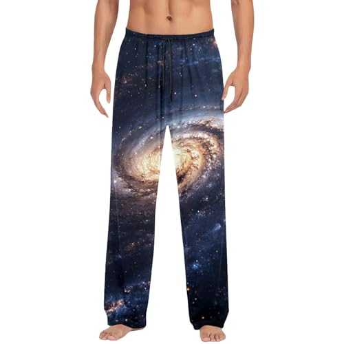 Generisch Men's Fitness Trousers Fashionable Casual Tracksuit Bottoms Baggy Leisure Trousers with Solar System Print Streetwear Outdoor Trousers for Men Galaxy Pattern Jogging Bottoms
