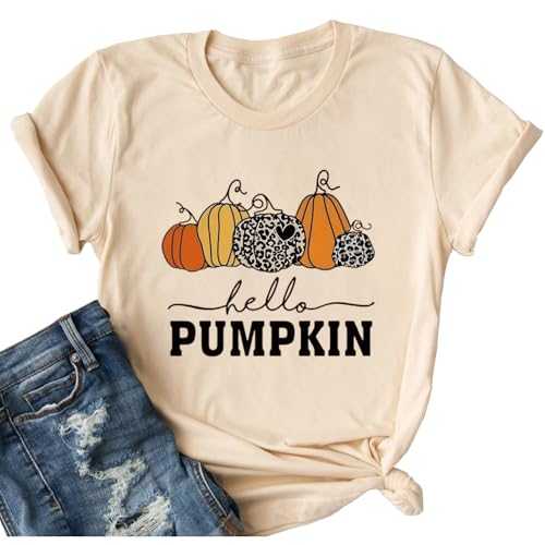 Daihuiya Floral Pumpkin Fall Shirt Womens Thanksgiving Graphic Tees Halloween Bonfires Lattes T Shirt