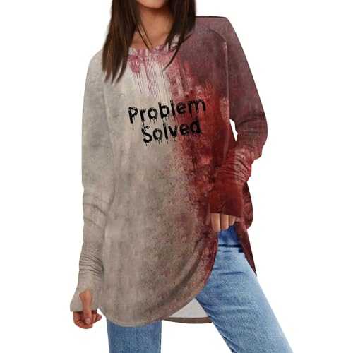 WSYZXXN Halloween Costumes for Women Fall 2023, Halloween Plus Size Costumes for Women Spider Web Geometric Patterns Casual Long Sleeve O-Neck Long Blouse Yellow Casual Halloween Pullover Top
