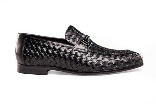 Mens Handcrafted Woven Leather Slip-On Loafers Classic Braided Weave Shoes