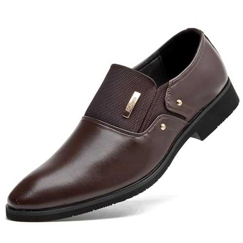 DADAWEN Men's Leather Oxfords Formal Slip on Business Dress Shoes