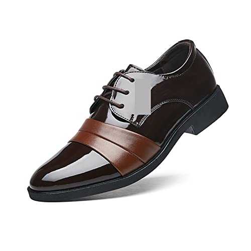 ETZRYSYB Mens leather shoes Loafers Men's Dress Shoes Handmade Lace-Up Tassel Loafers Wedding Office Shoes Casual Men's Leather Shoes(Brown,6.5 UK)